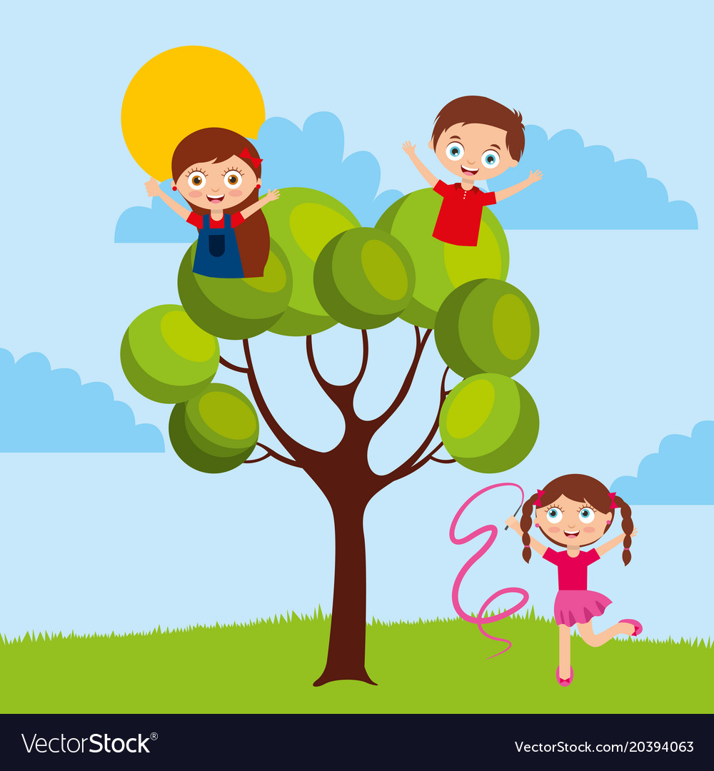 Kids Playing Cartoon Royalty Free Vector Image