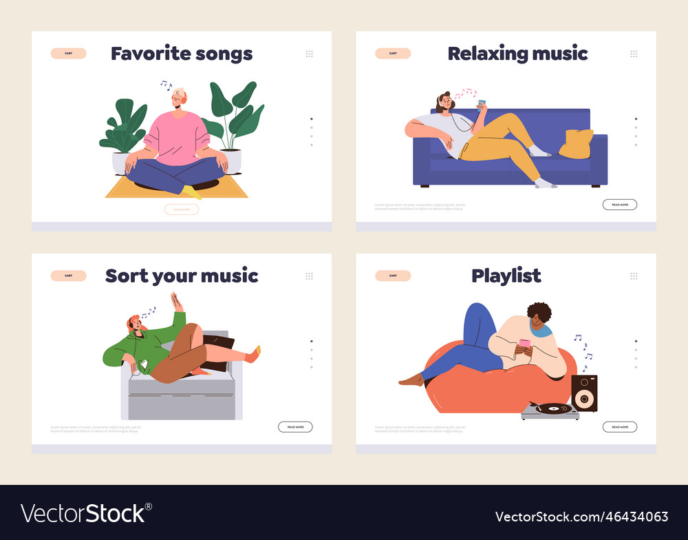 Landing page template set for online music service