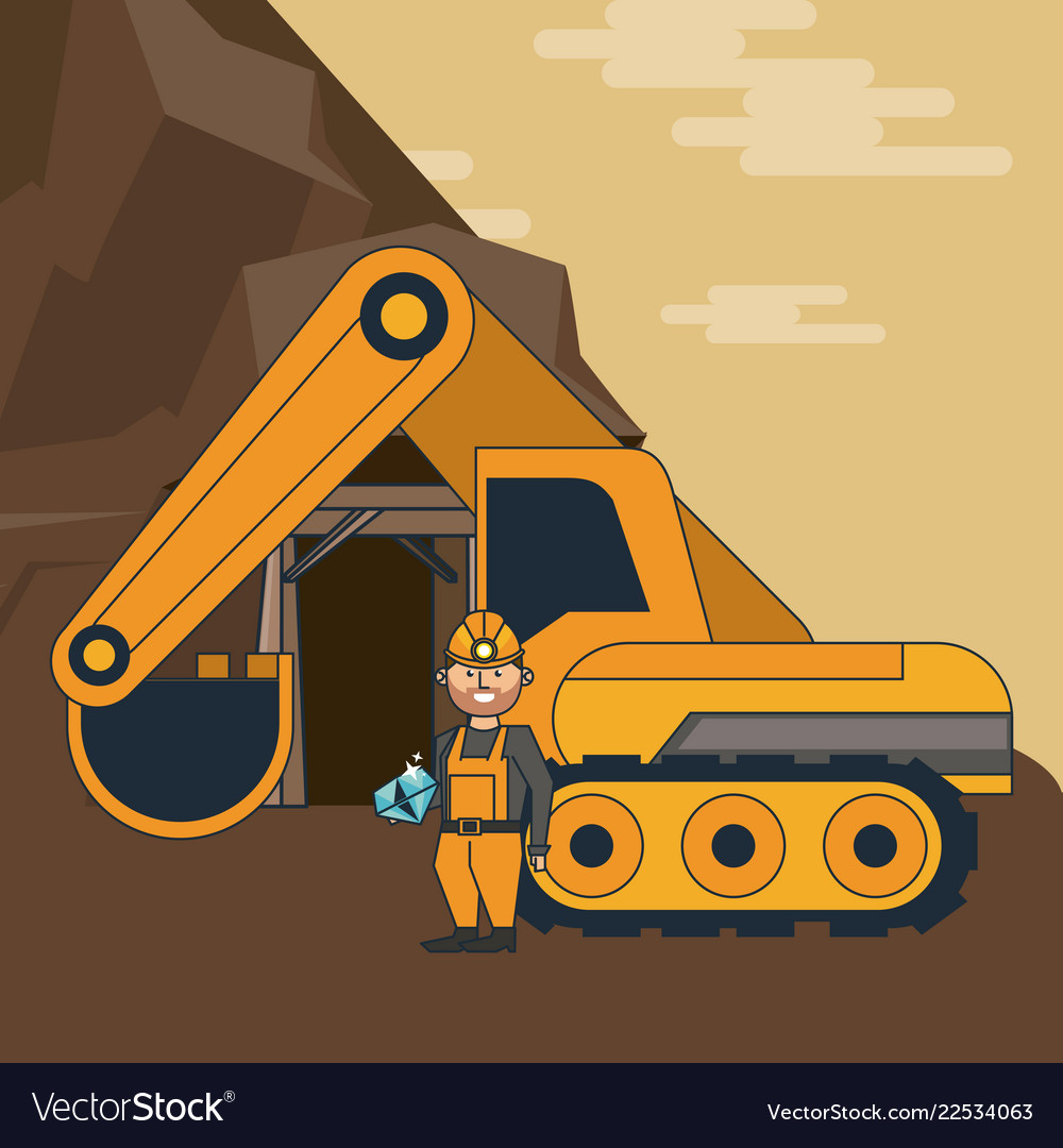 Mining worker cartoon