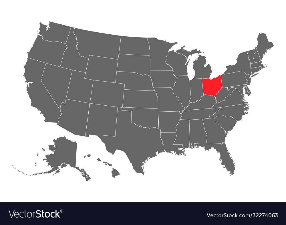 Ohio map high detailed united state america Vector Image