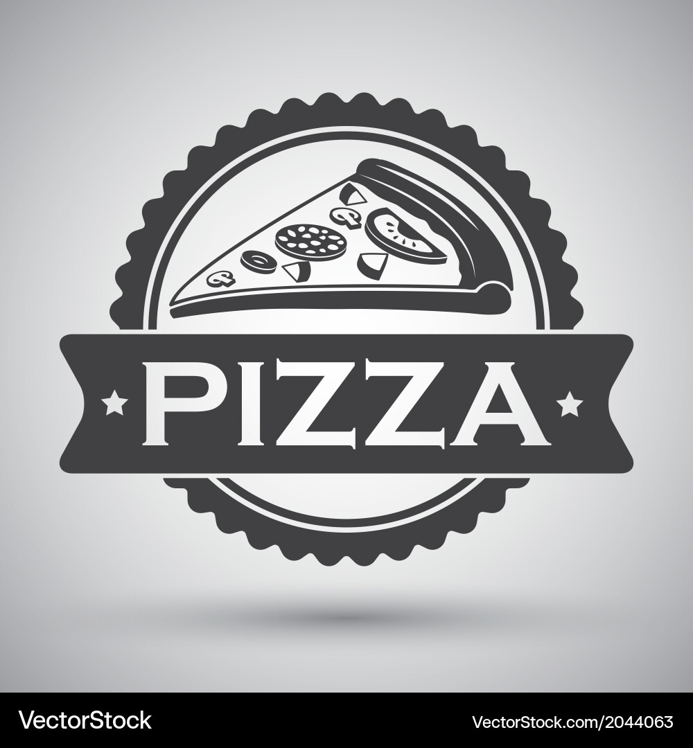 Pizza slice emblem Royalty Free Vector Image - VectorStock