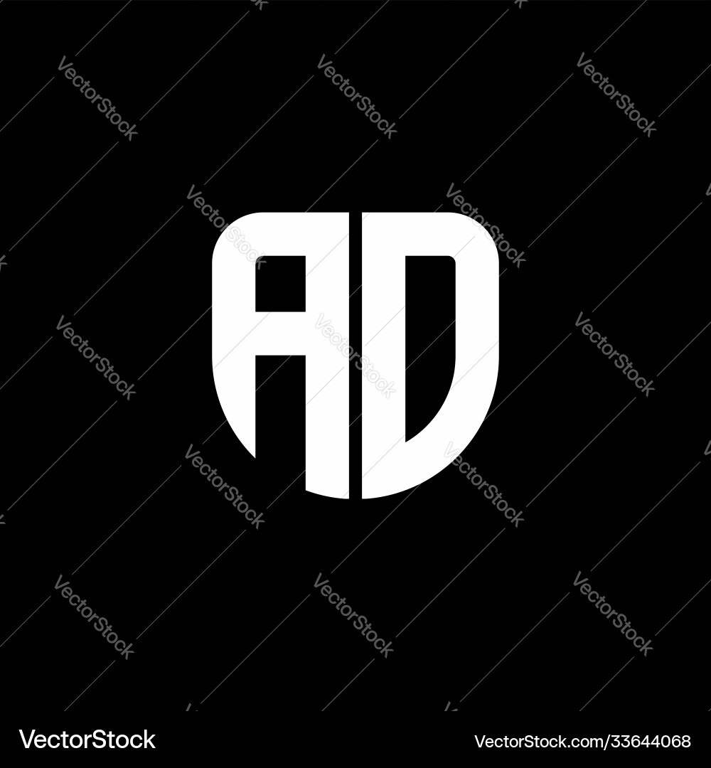 Ad logo monogram with circular shape shield Vector Image
