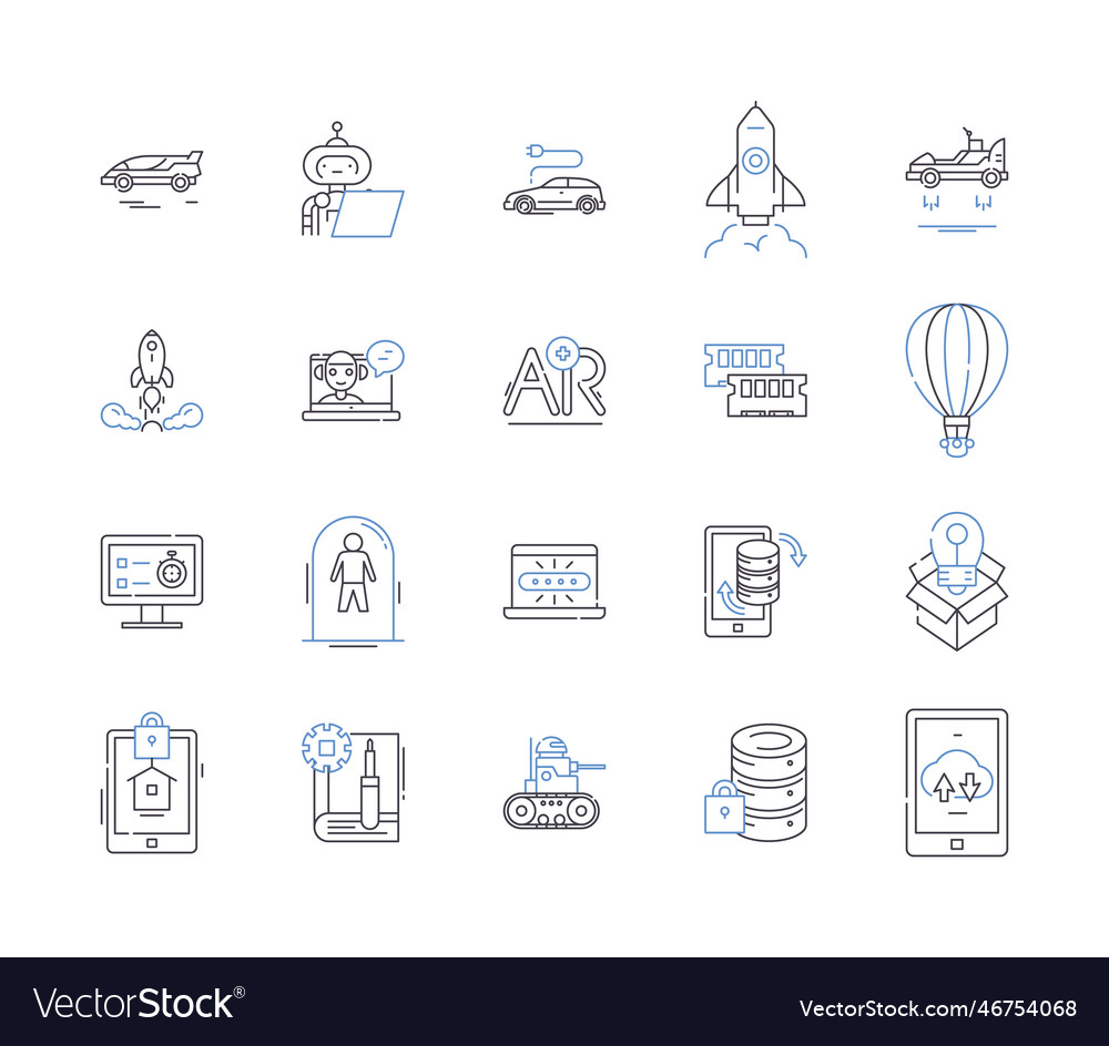 Artificial intelligence outline icons collection Vector Image