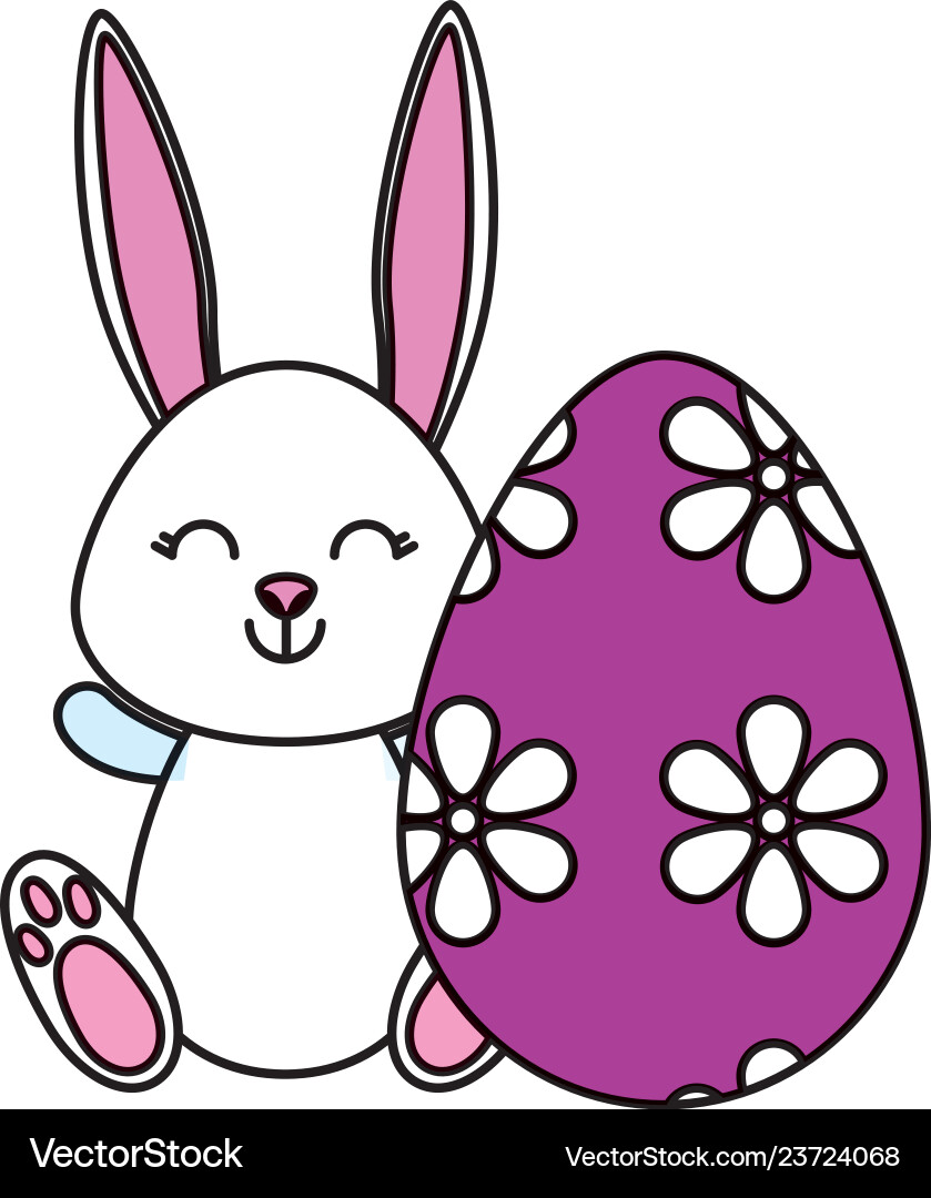 Cute rabbit with easter egg painted Royalty Free Vector