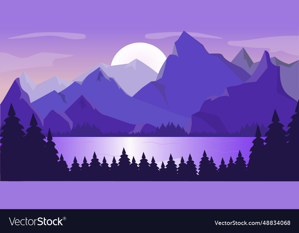 Landscape with mountains and forest Royalty Free Vector