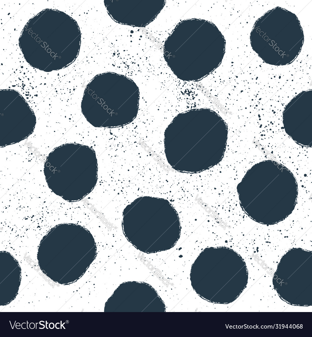 Seamless pattern with dark blue polka dots