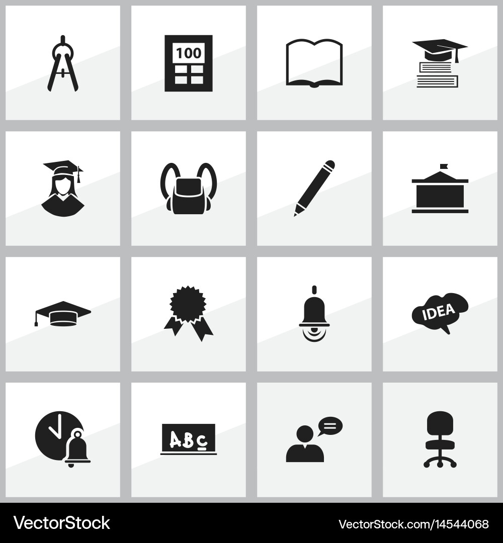 Set of 16 editable graduation icons includes Vector Image