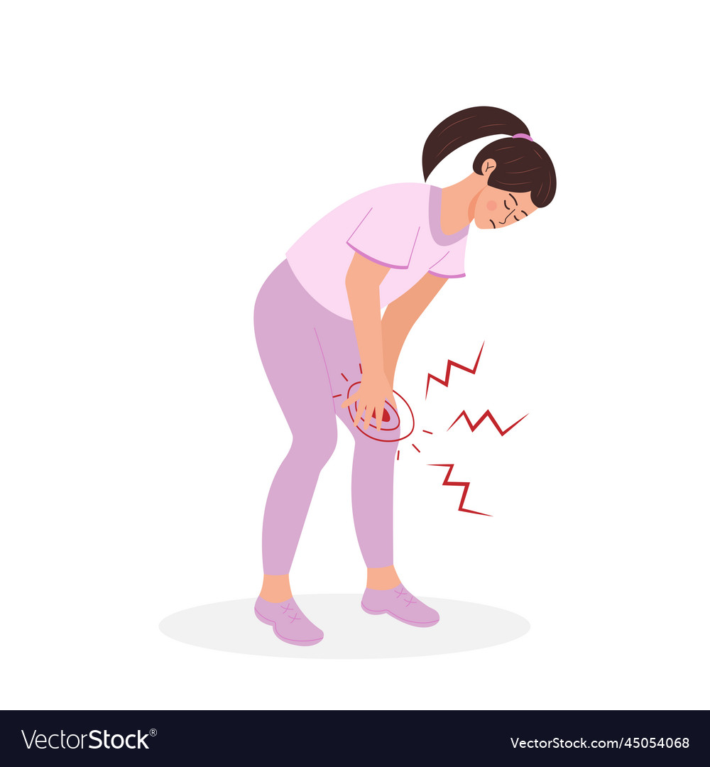 Woman holding her knee suffering of pain Vector Image