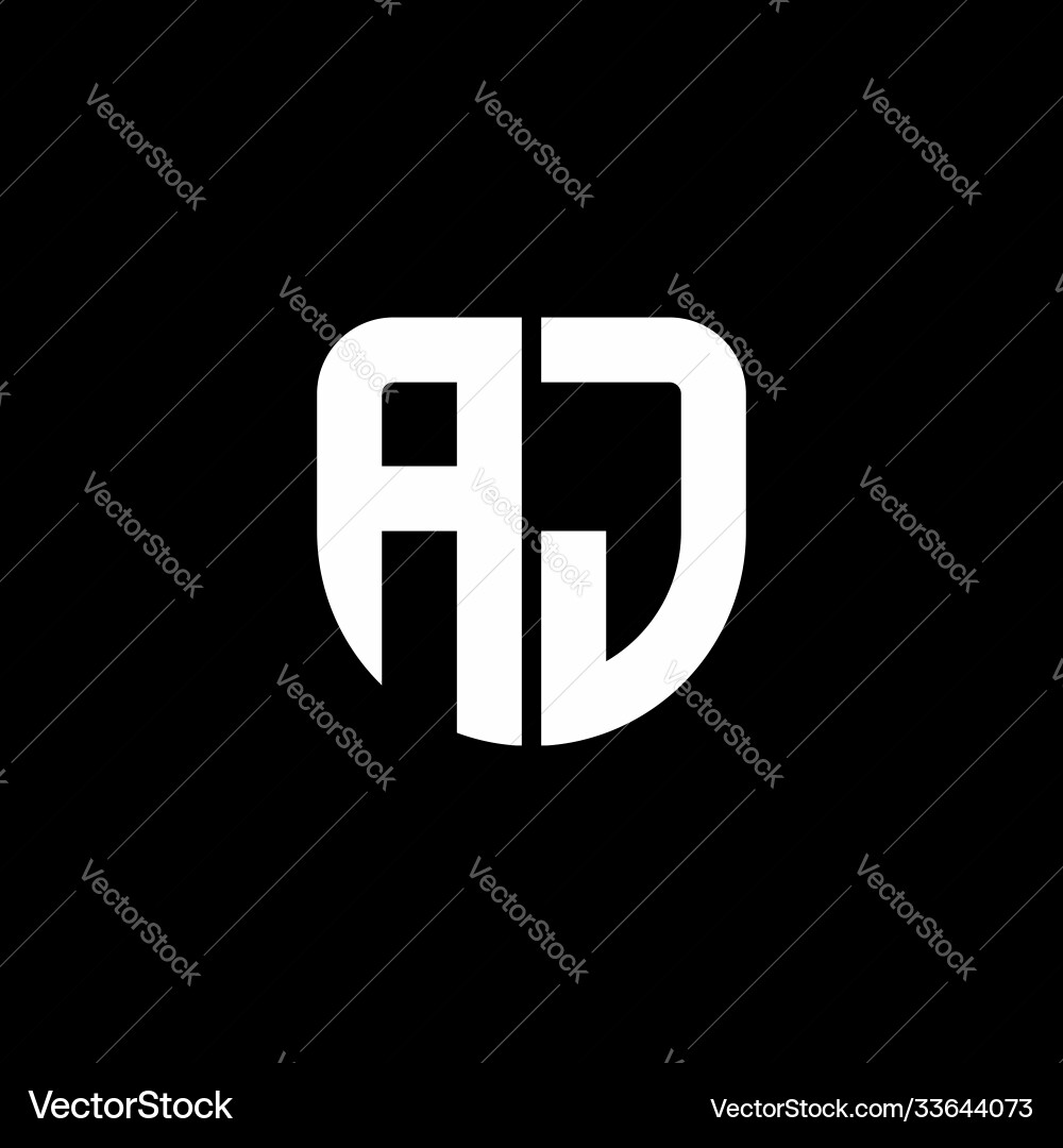 Aj logo monogram with circular shape shield Vector Image