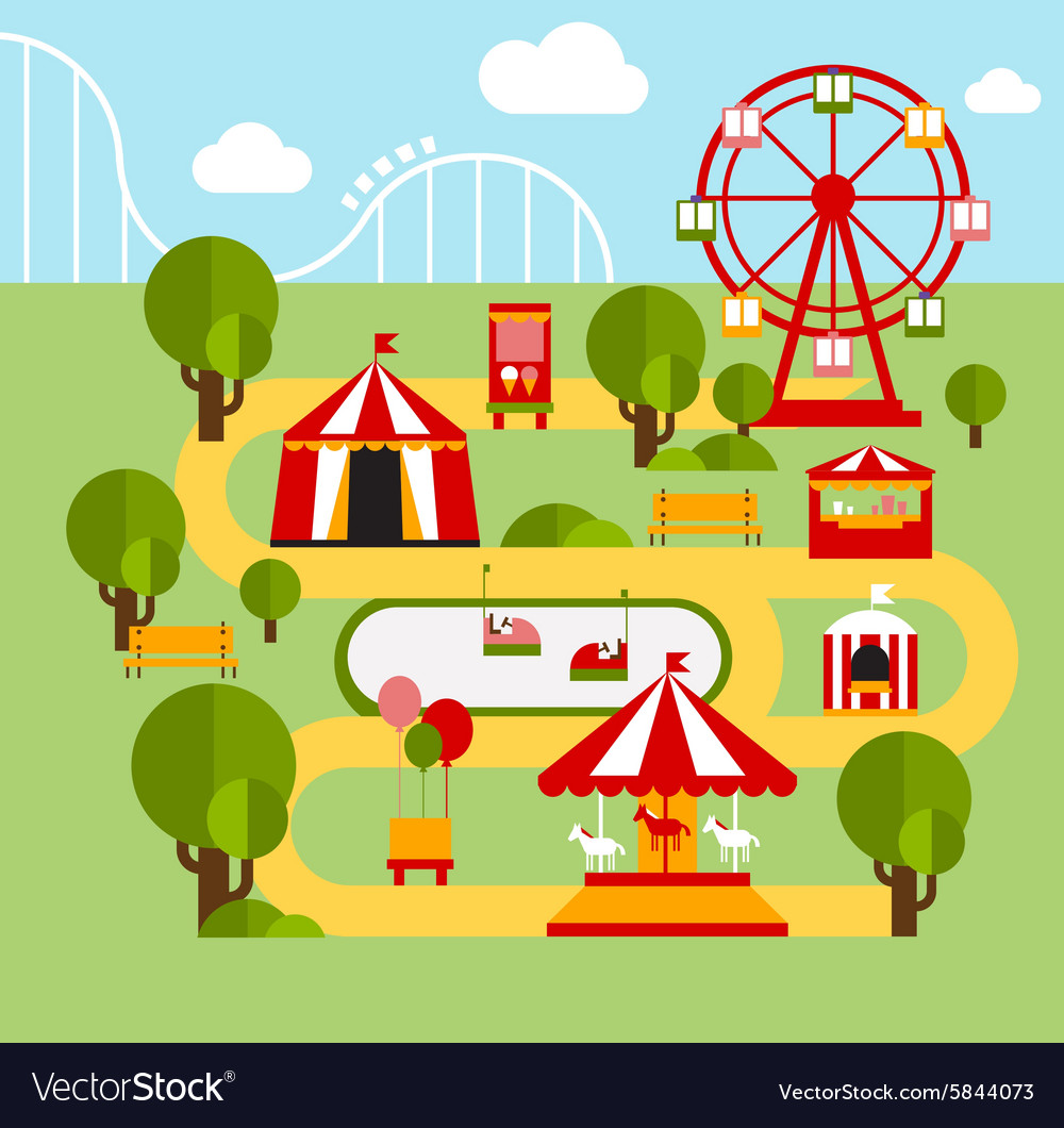 Amusement park infographic elements Royalty Free Vector