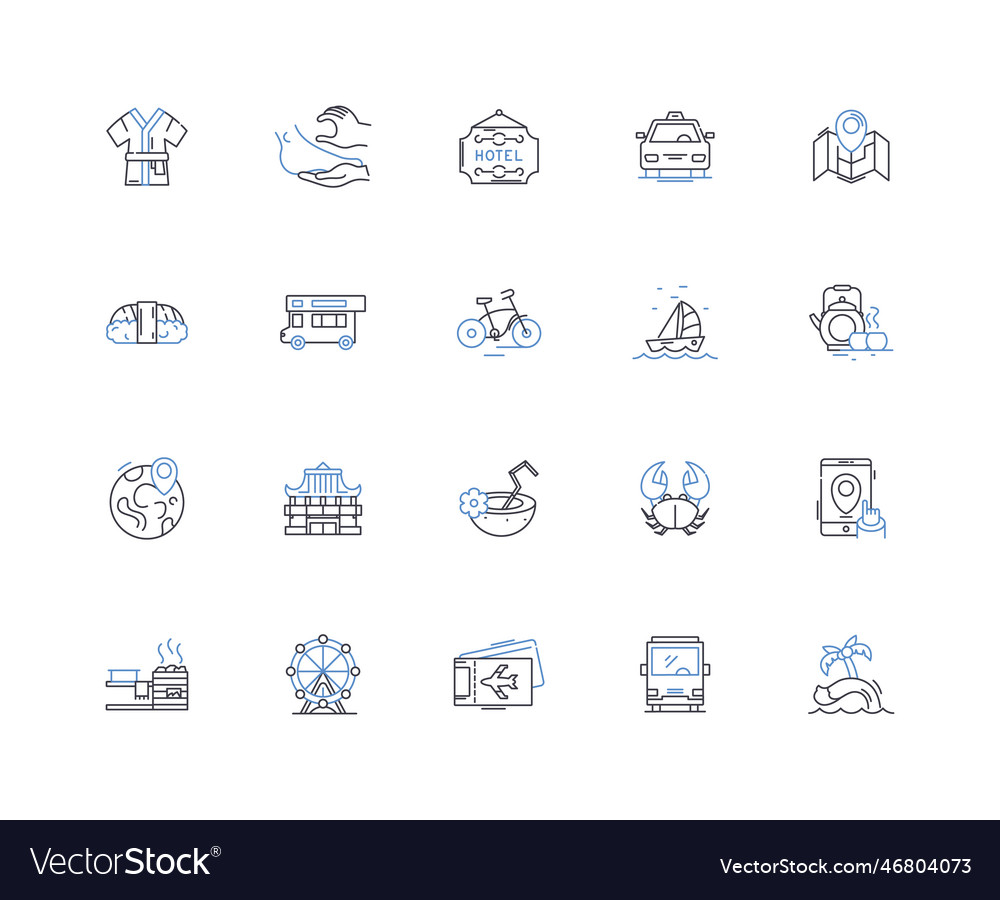 Asian theater line icons collection kabuki noh Vector Image