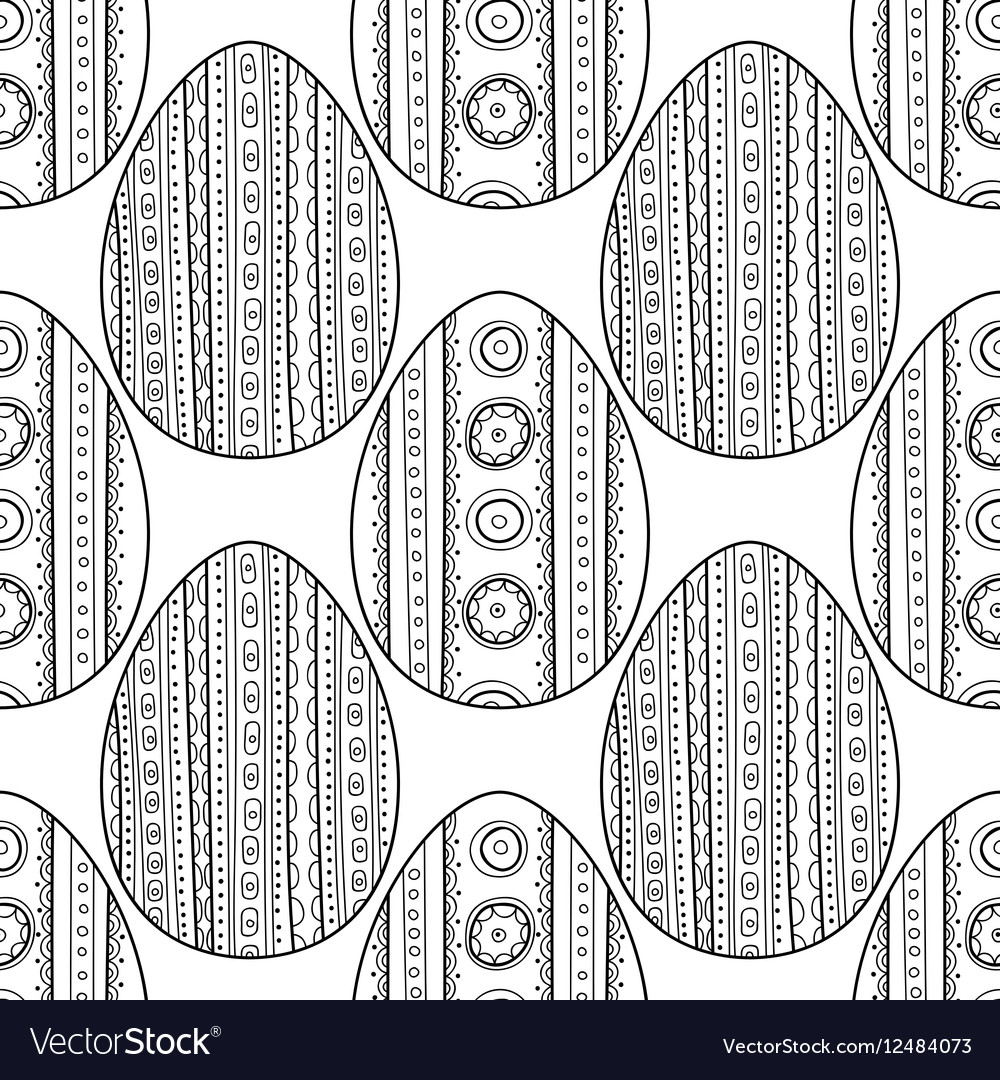 Black white seamless pattern of decorative eggs Vector Image