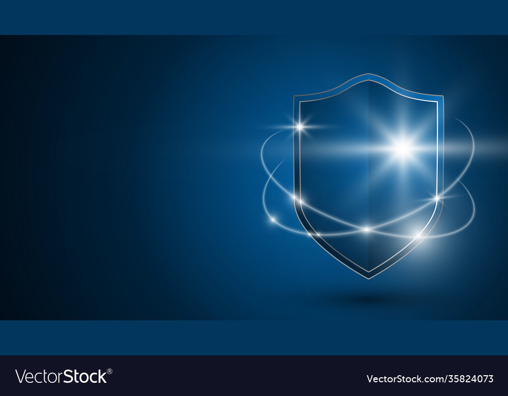 Glowing shield on a dark blue background