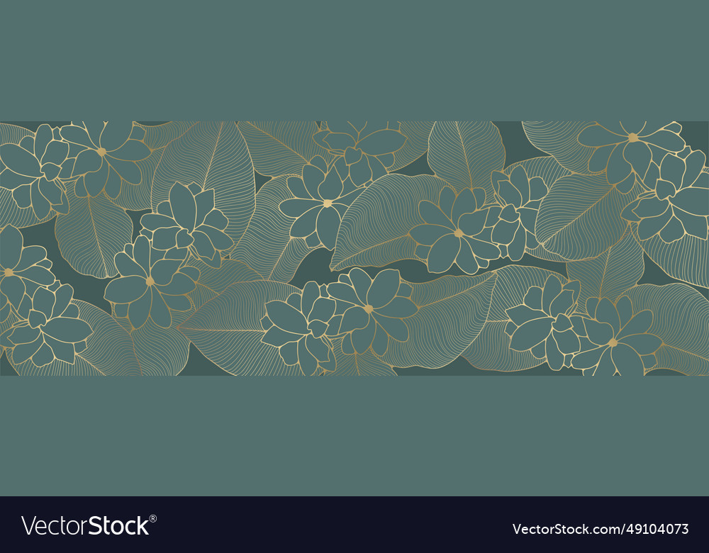 Green Luxury Background With Golden Flowers Vector Image Green Luxury Background With Golden Flowers Vector Image