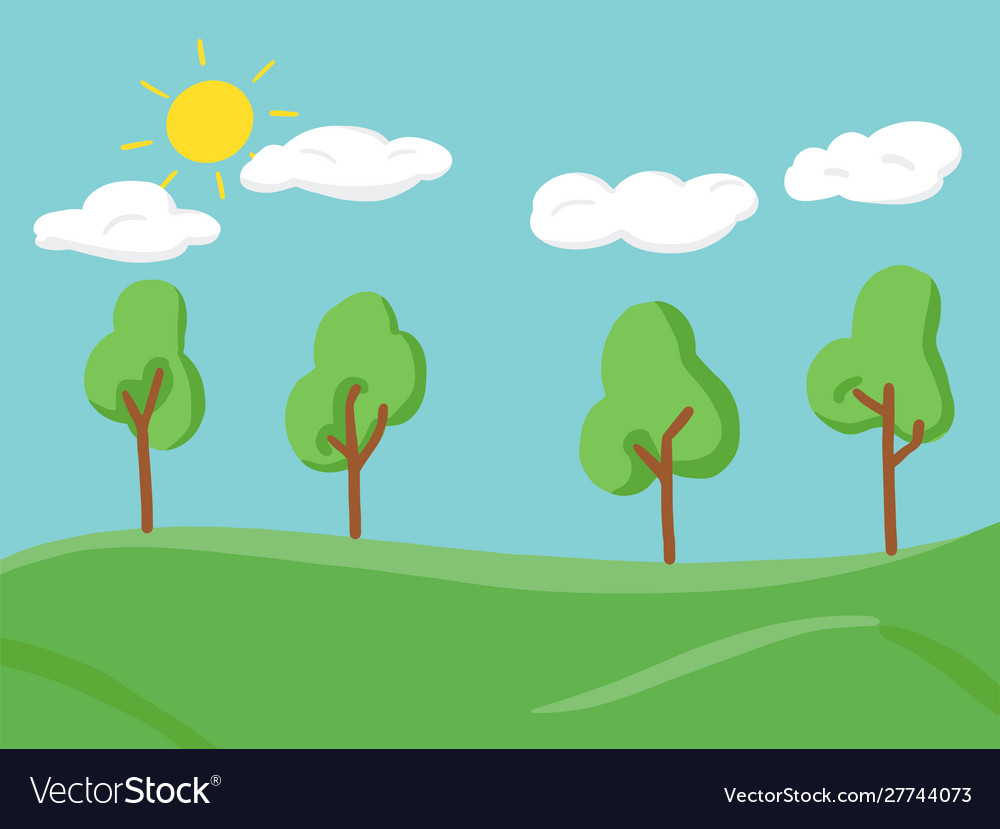 Hand drawn background trees in park