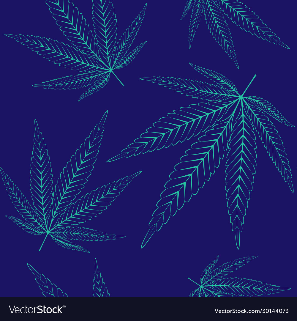 Hemp leaves seamless pattern