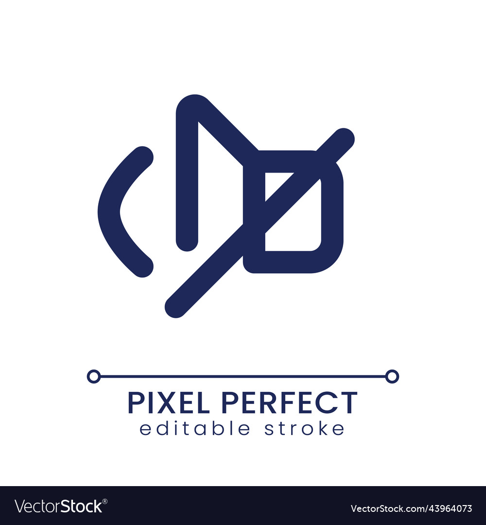 Mute sound pixel perfect linear ui icon Royalty Free Vector