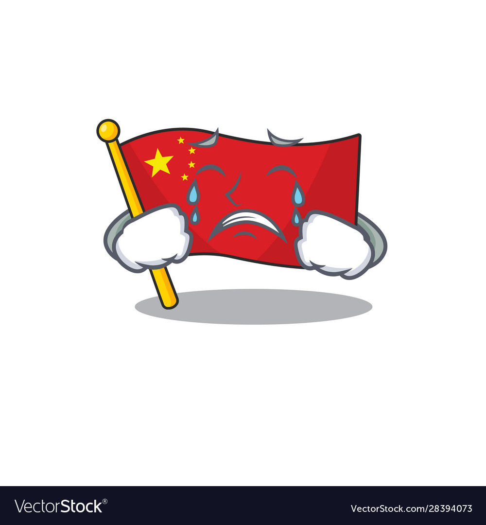 Sad crying flag china scroll cartoon character Vector Image