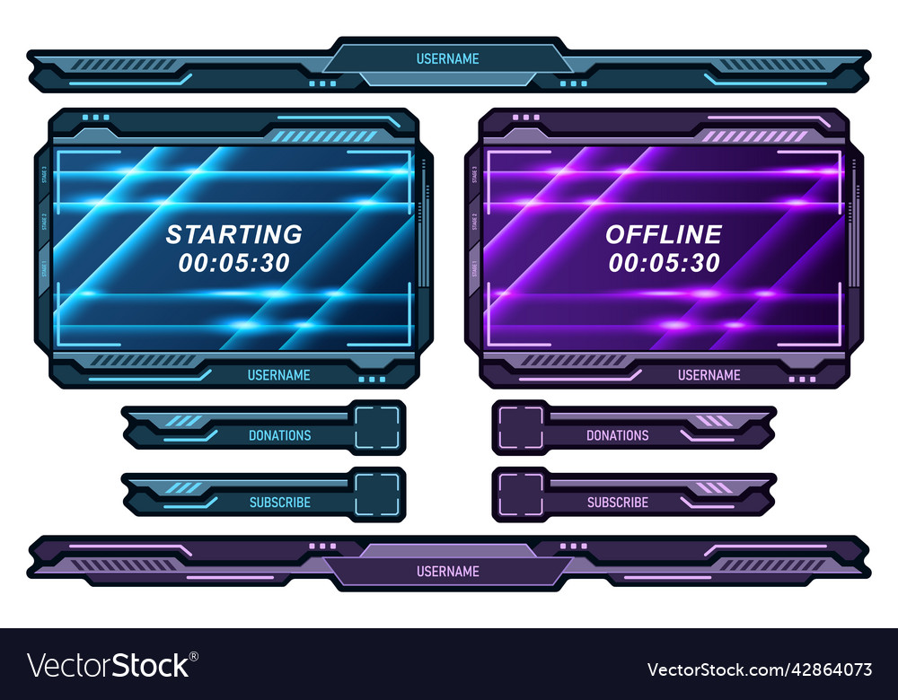 Set futuristic stream overlay geometric frames