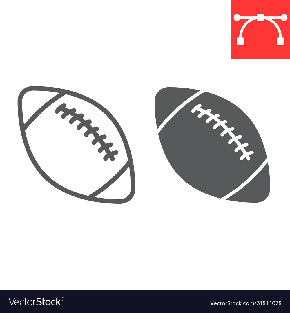 American football ball line and glyph icon sport