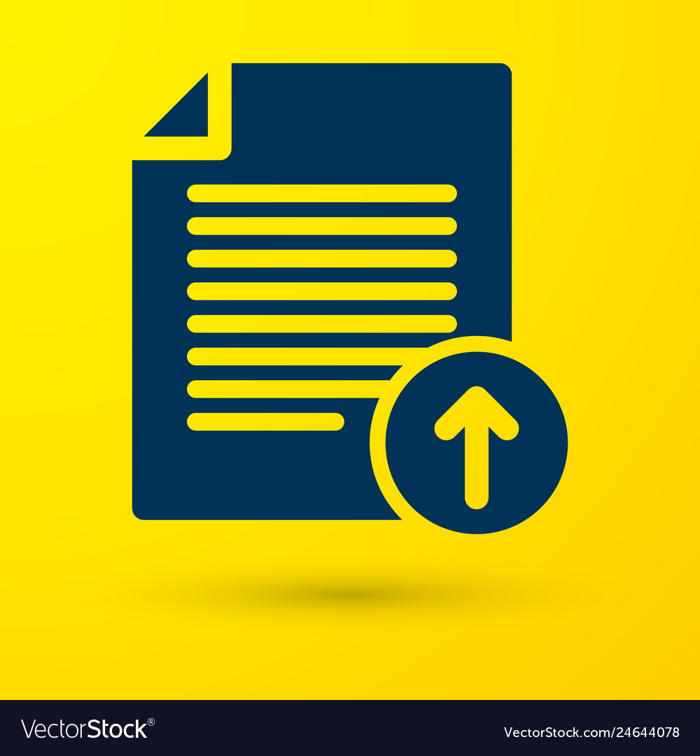 Blue upload file icon isolated on yellow Vector Image