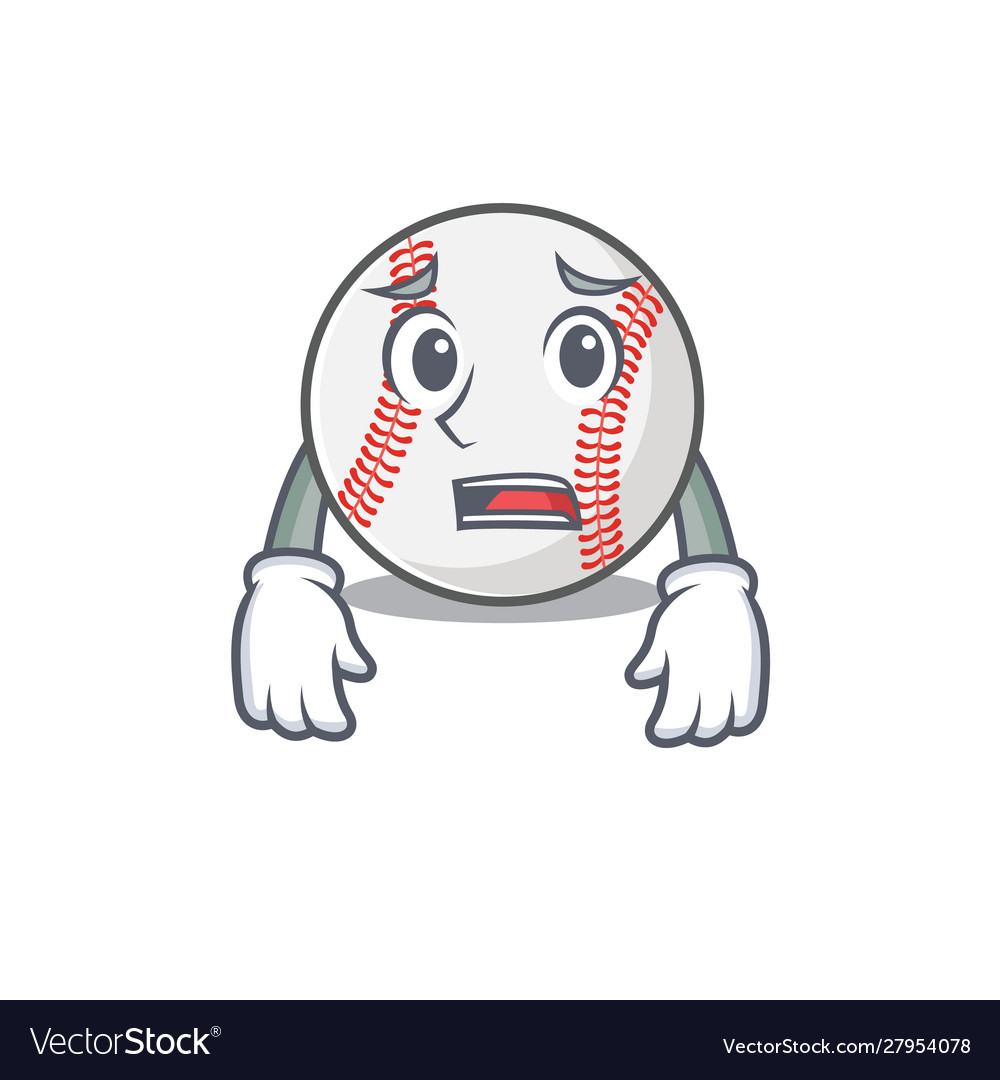 Character isolated baseball with a afraid cute