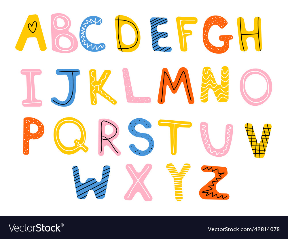 Children font in the cartoon style set Royalty Free Vector