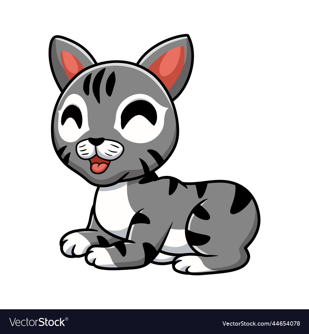 Cute Manx Cat Cartoon Sitting Royalty Free Vector Image 8505