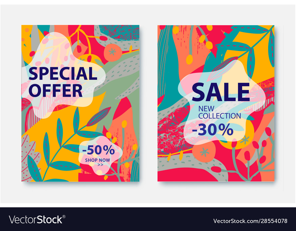 Floral stylized pattern sale banners Royalty Free Vector
