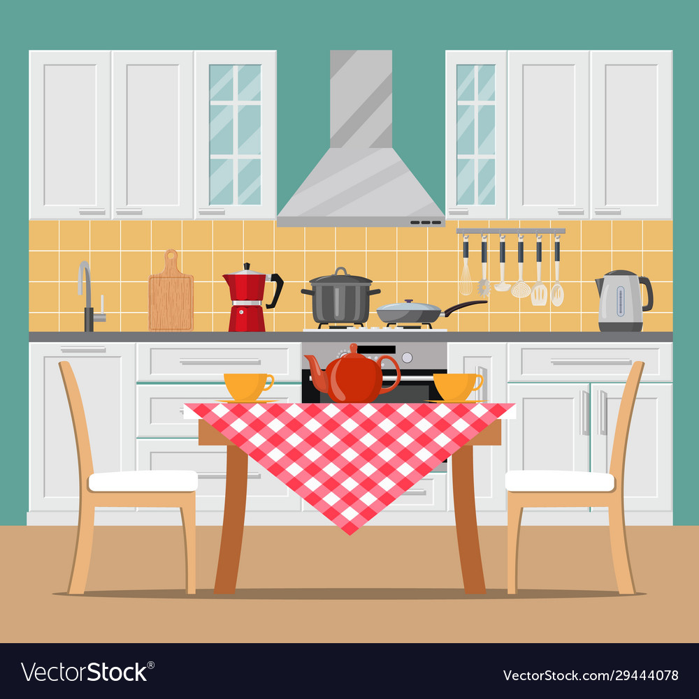 Modern kitchen interior Royalty Free Vector Image