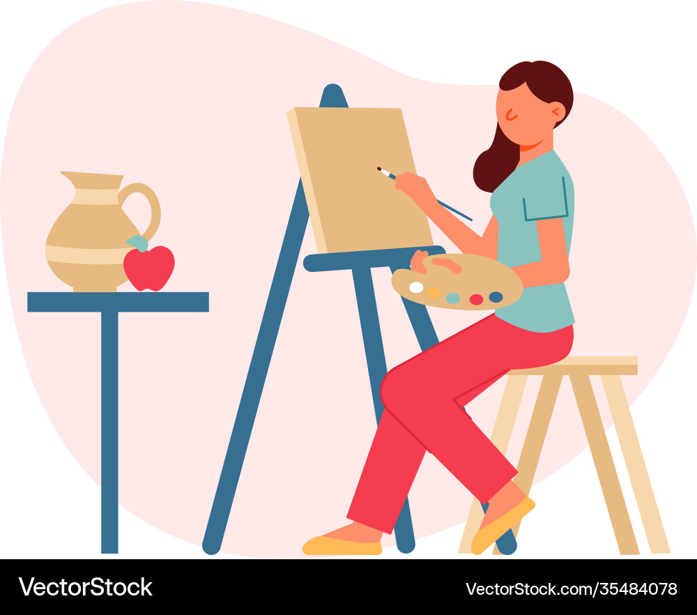 Painting flat composition Royalty Free Vector Image