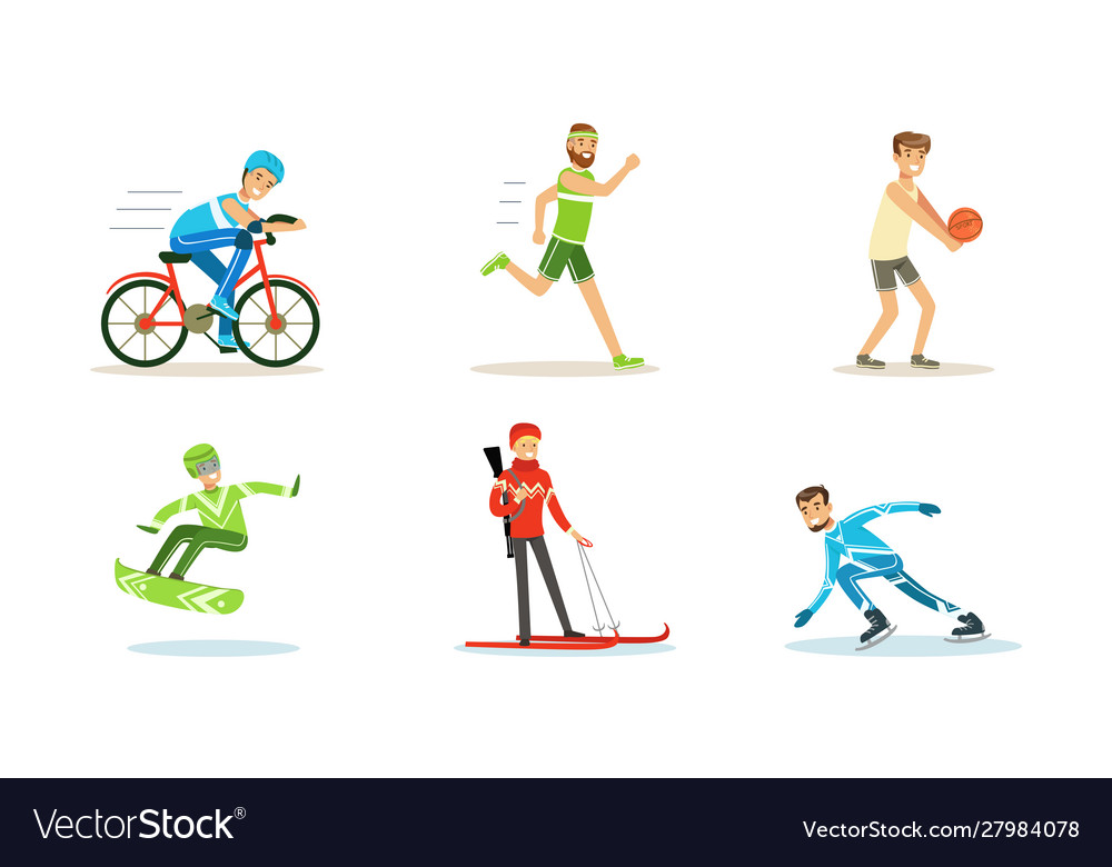 Home workout active people making sport exercises Vector Image