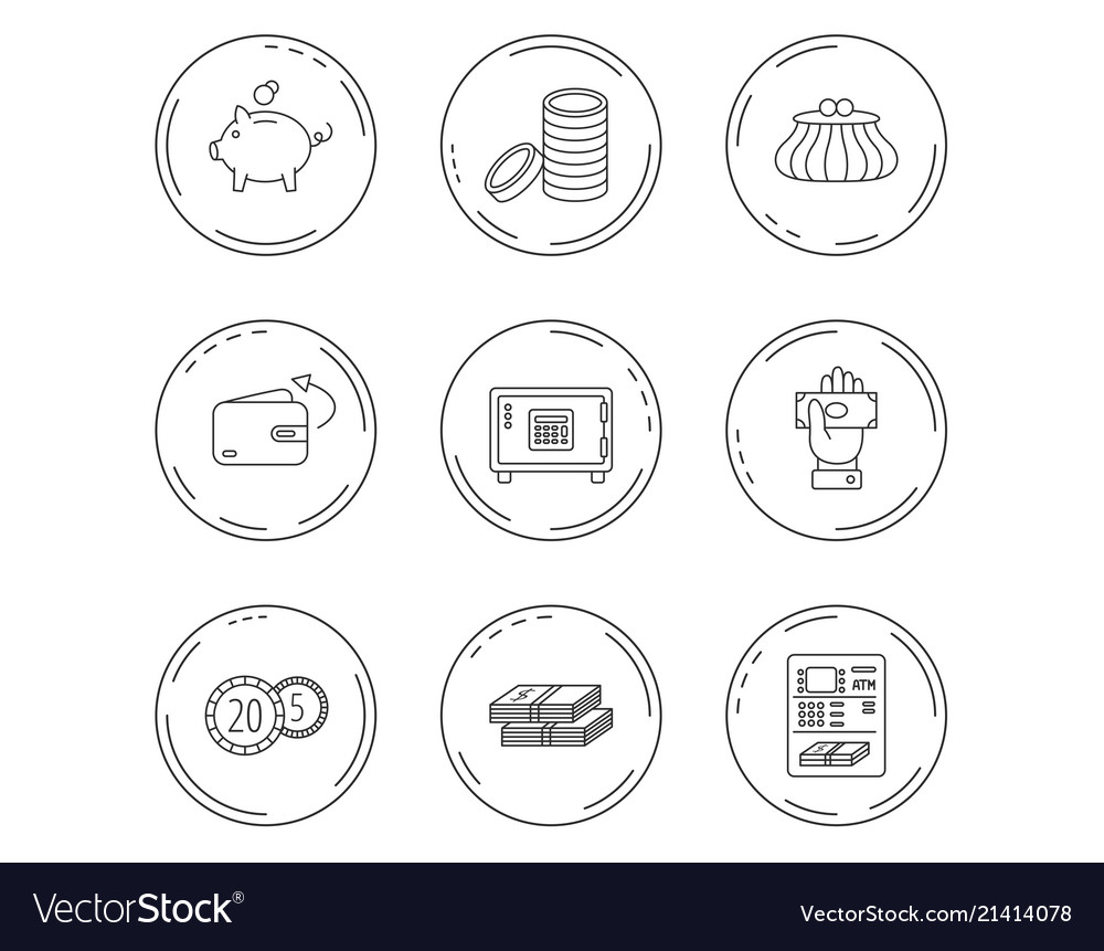 Piggy bank cash money and wallet icons