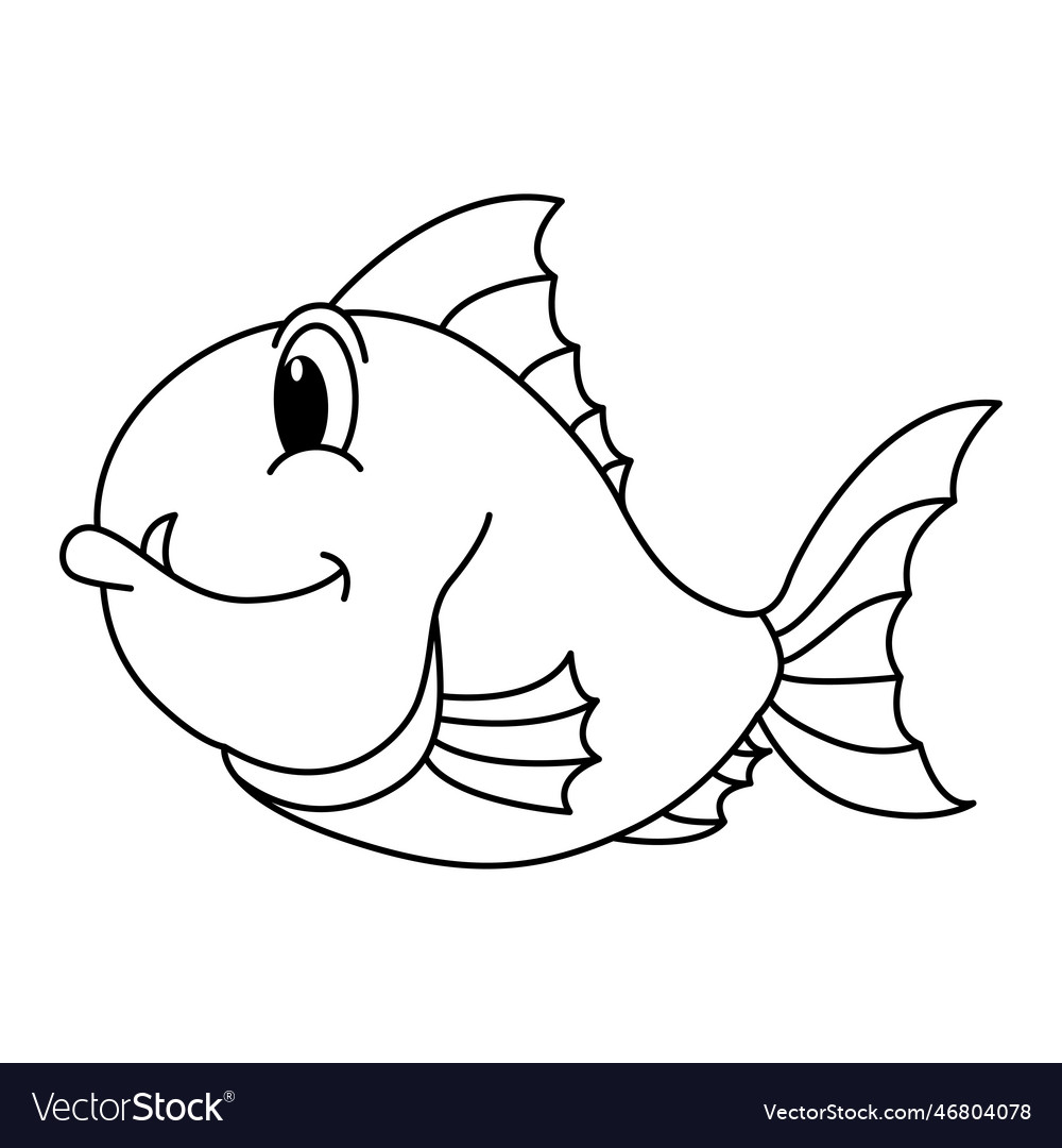 Piranha fish cartoon coloring page for Royalty Free Vector