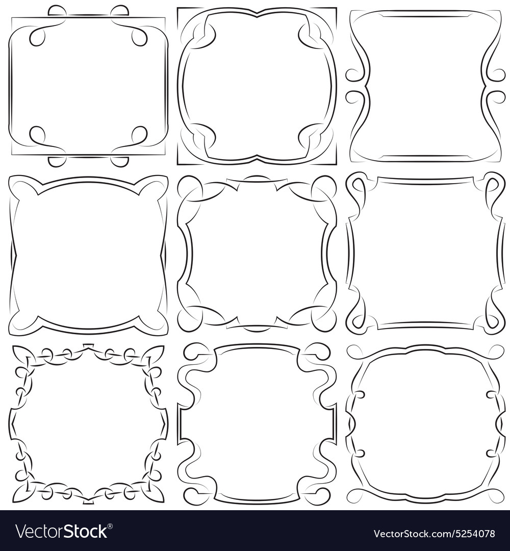 Set of nine square frames Royalty Free Vector Image