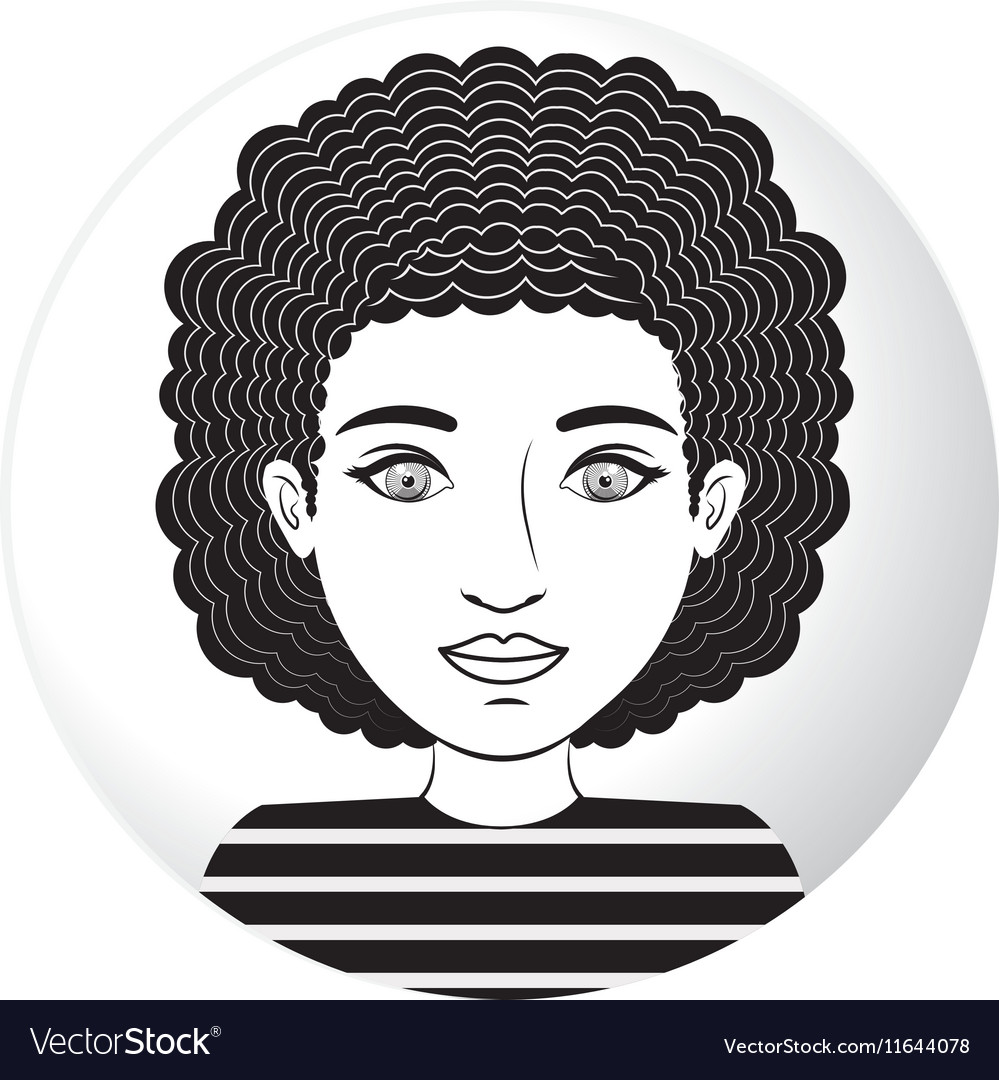 Sphere Half Body Woman With Curly Hair Royalty Free Vector