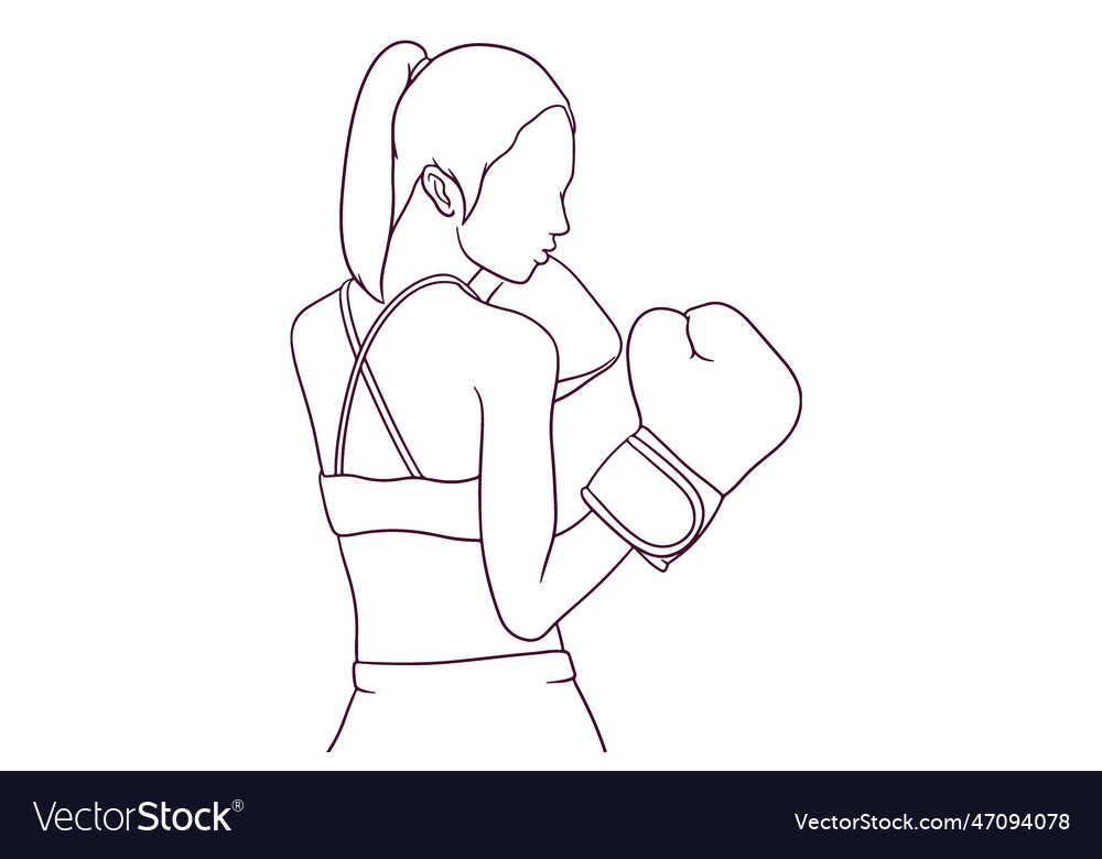 Sporty girl doing boxing hand drawn style Vector Image