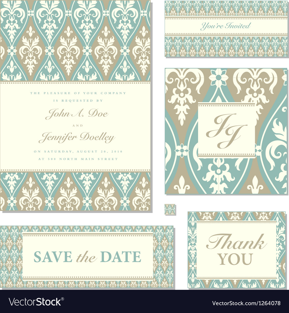 Victorian wedding invitation set Royalty Free Vector Image