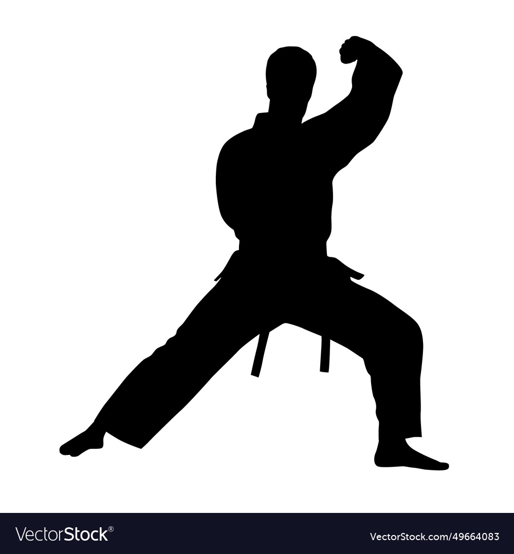 Black silhouettes of karate fighting Royalty Free Vector