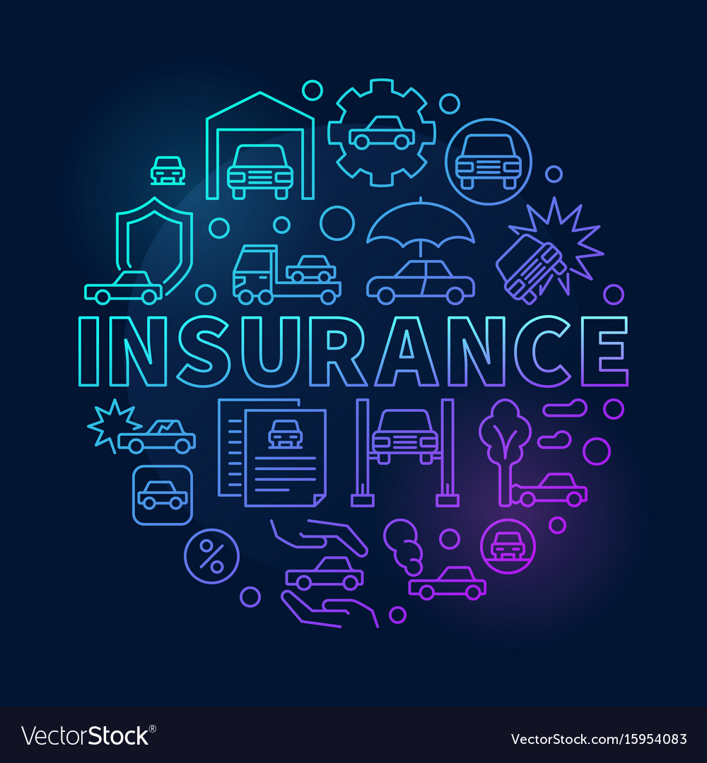 Car insurance round blue Royalty Free Vector Image