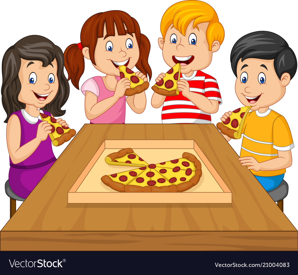 cartoon eating pizza