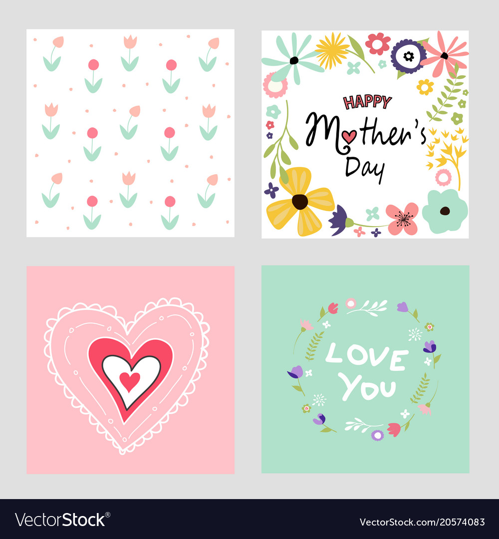 happy mothers day template cards set royalty free vector
