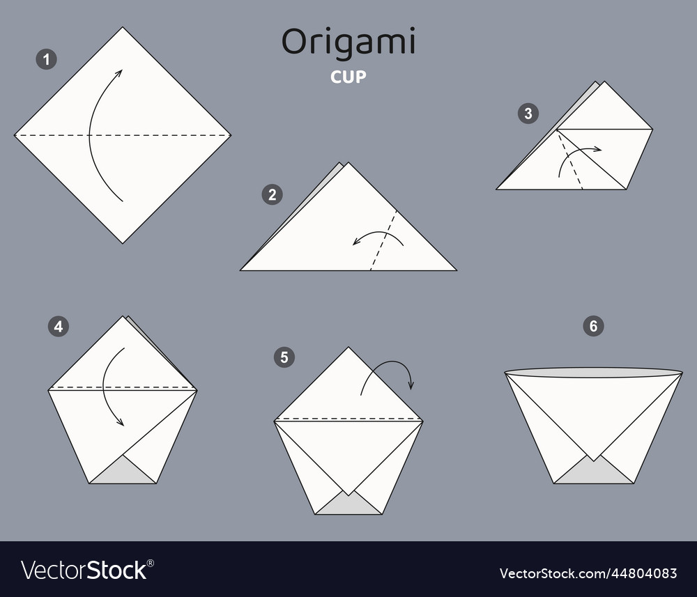 Origami tutorial scheme for kids cup Royalty Free Vector