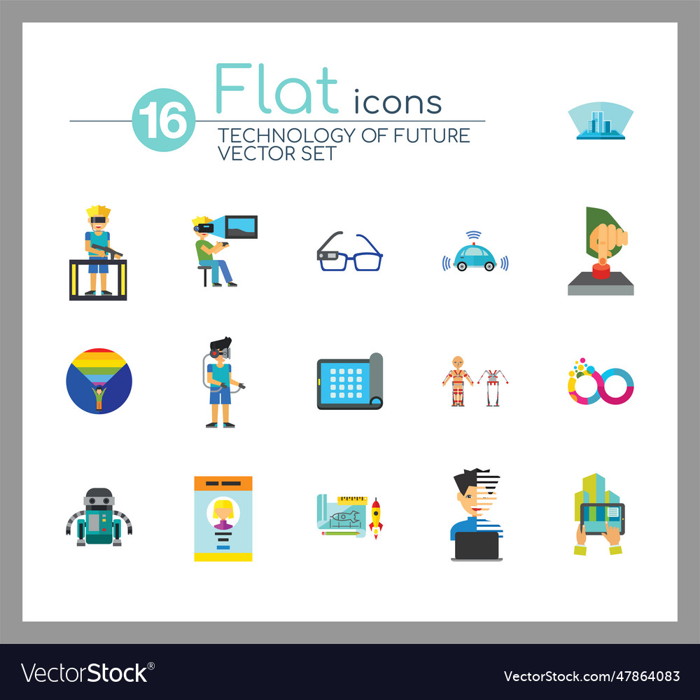 Technology of future icon set