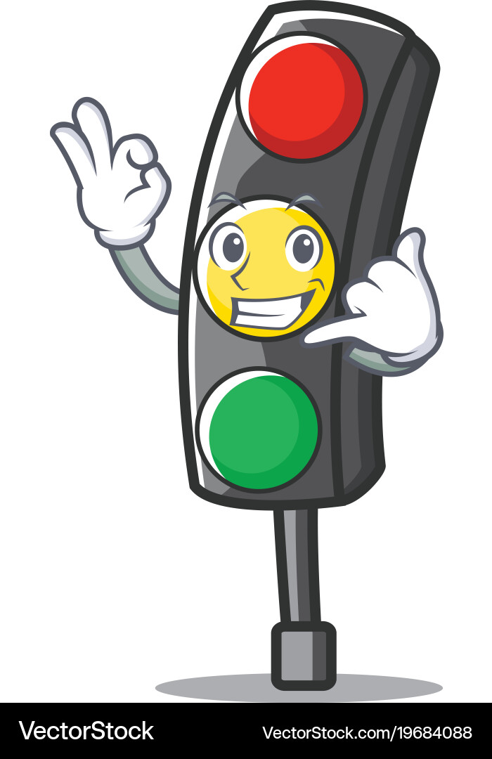 Call Me Traffic Light Character Cartoon Royalty Free Vector