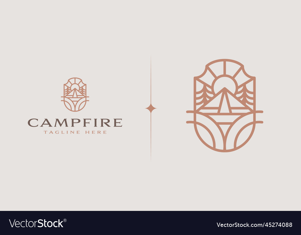 Camp camping cabin vintage monoline logo