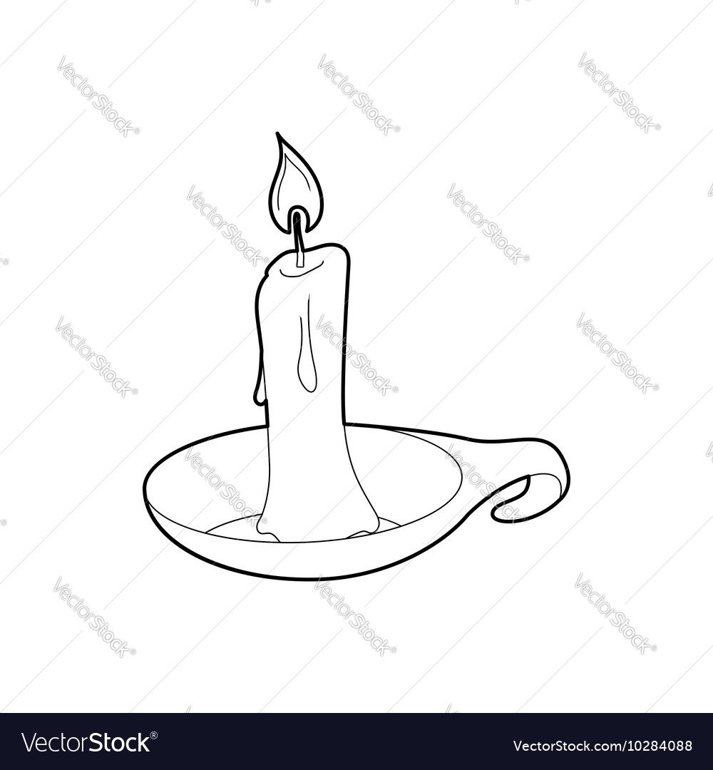 Candle icon outline style Royalty Free Vector Image