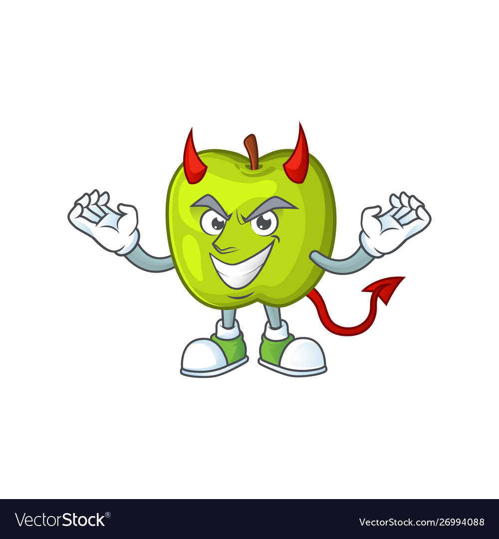 Devil granny smith green apple cartoon mascot Vector Image Devil granny smith green apple cartoon mascot Vector Image
