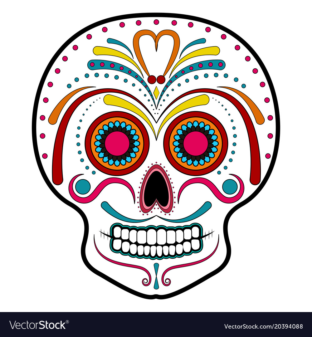 Floral ornamente head skull day of the dead Vector Image