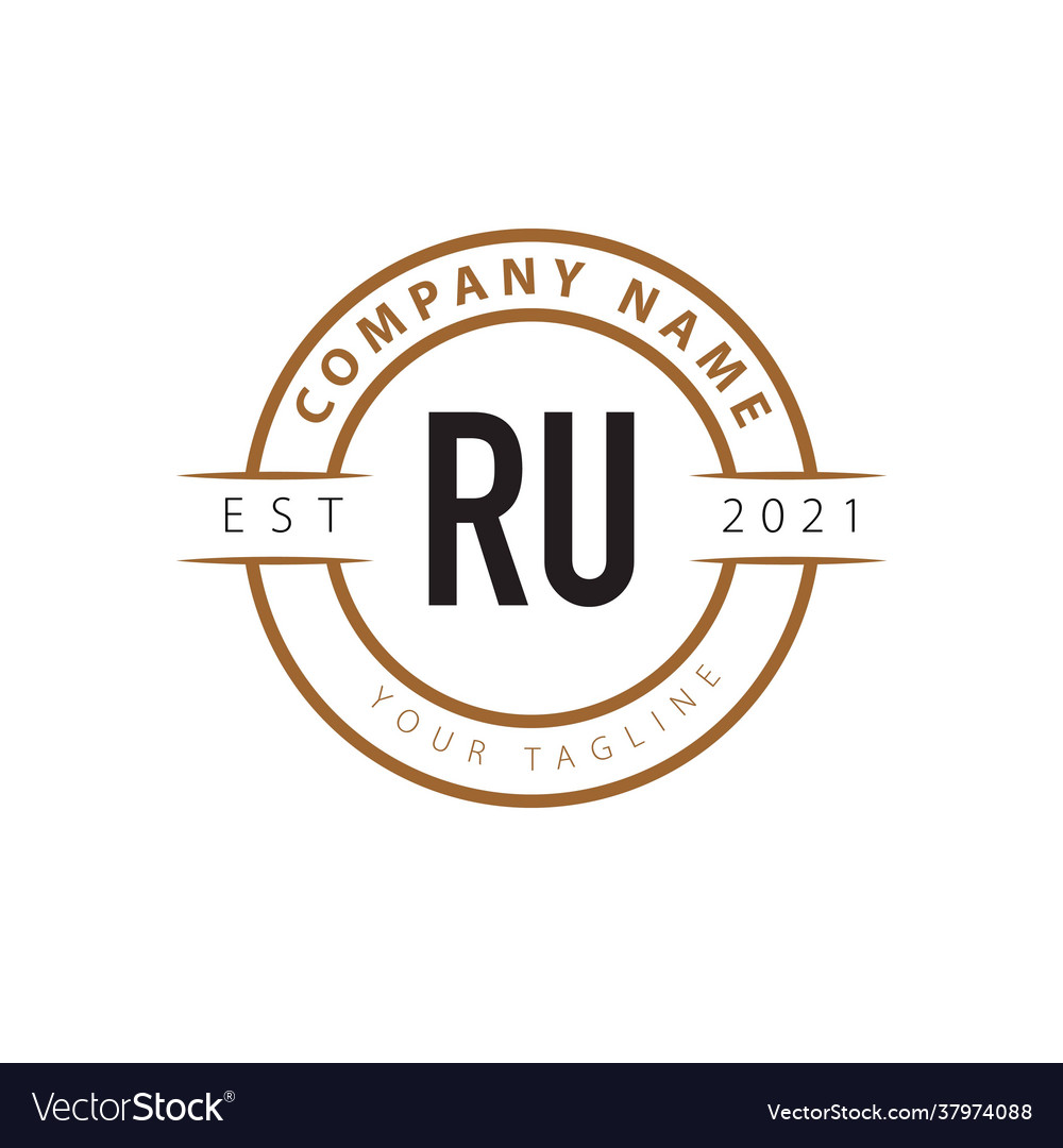 Initial letter ru vintage logo design template